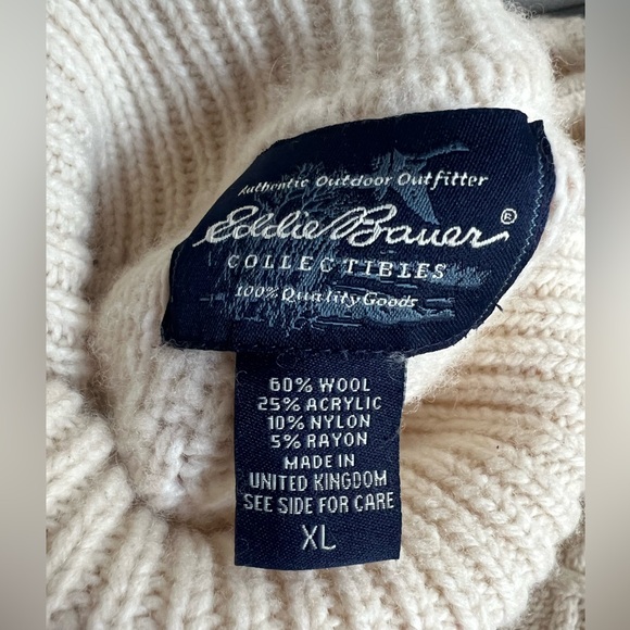 Eddie Bauer Ivory Cable Knit Turtleneck Sweater - Picture 7 of 7